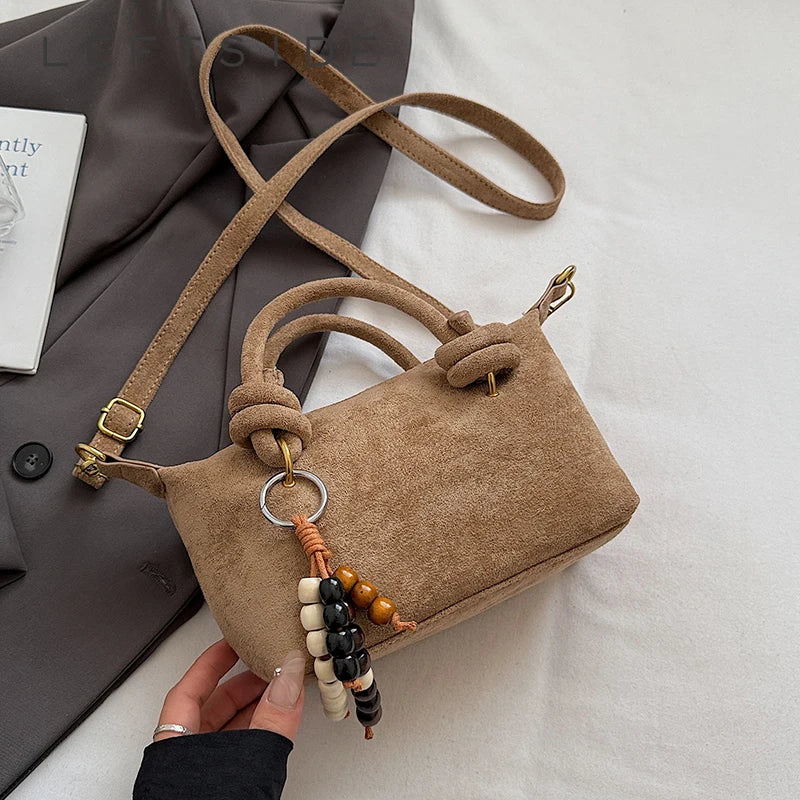 New LEFTSIDE Women Small Suede Crossbody Bag Winter