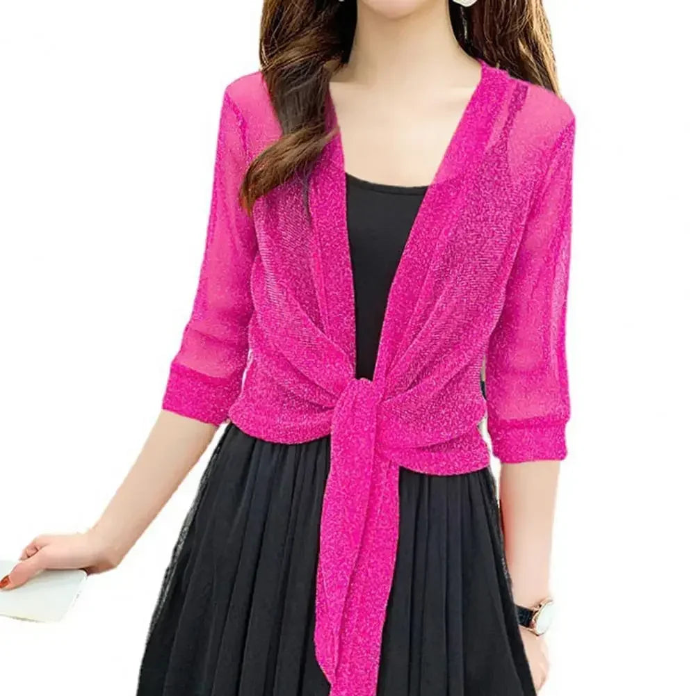 Summer Cardigan Ladies Sexy Thin Sunscreen Short Jacket ling Dress Thin Short Coat Short Type Shawl