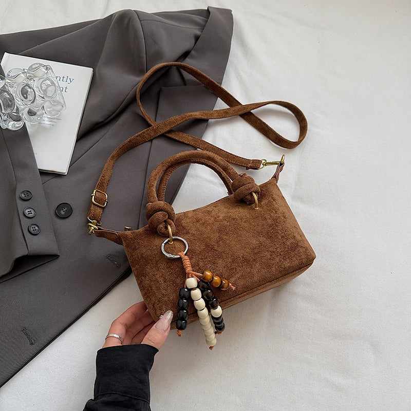 New LEFTSIDE Women Small Suede Crossbody Bag Winter