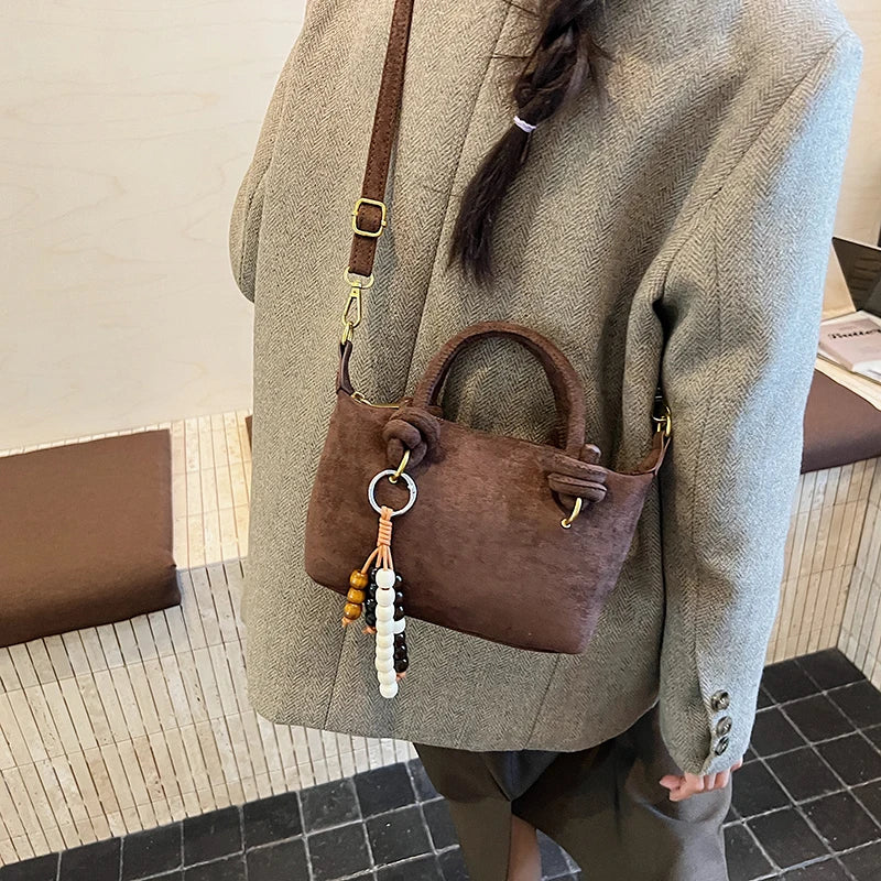 New LEFTSIDE Women Small Suede Crossbody Bag Winter