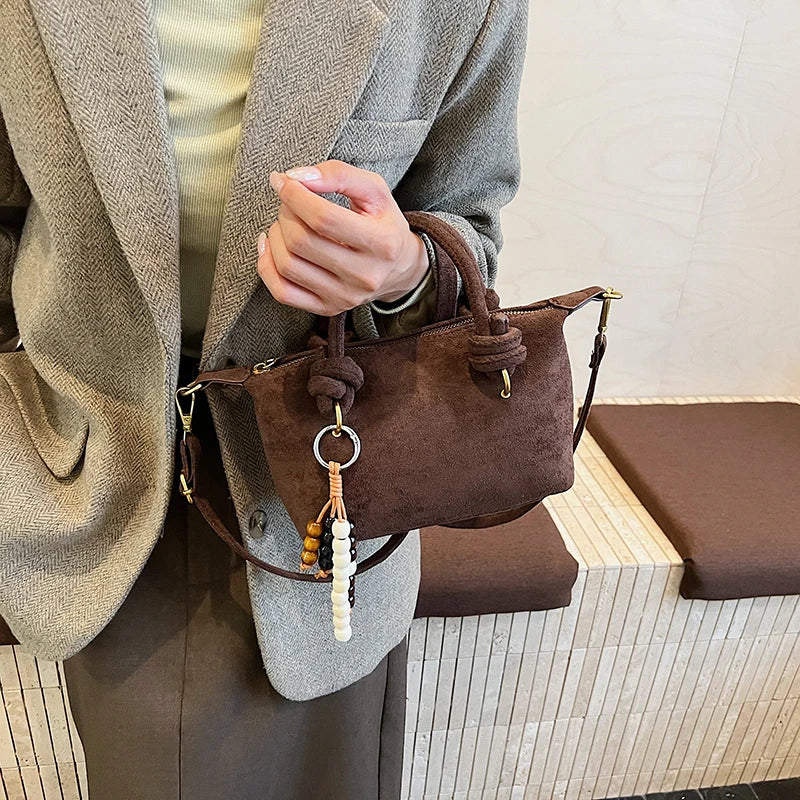 New LEFTSIDE Women Small Suede Crossbody Bag Winter