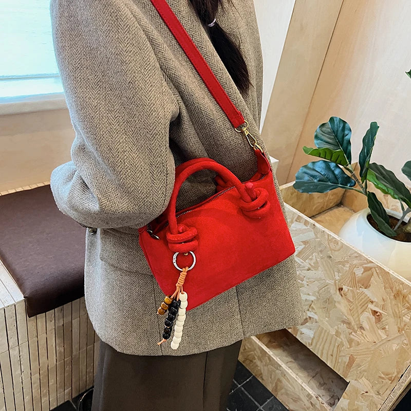 New LEFTSIDE Women Small Suede Crossbody Bag Winter