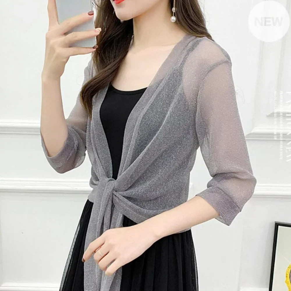 Summer Cardigan Ladies Sexy Thin Sunscreen Short Jacket ling Dress Thin Short Coat Short Type Shawl