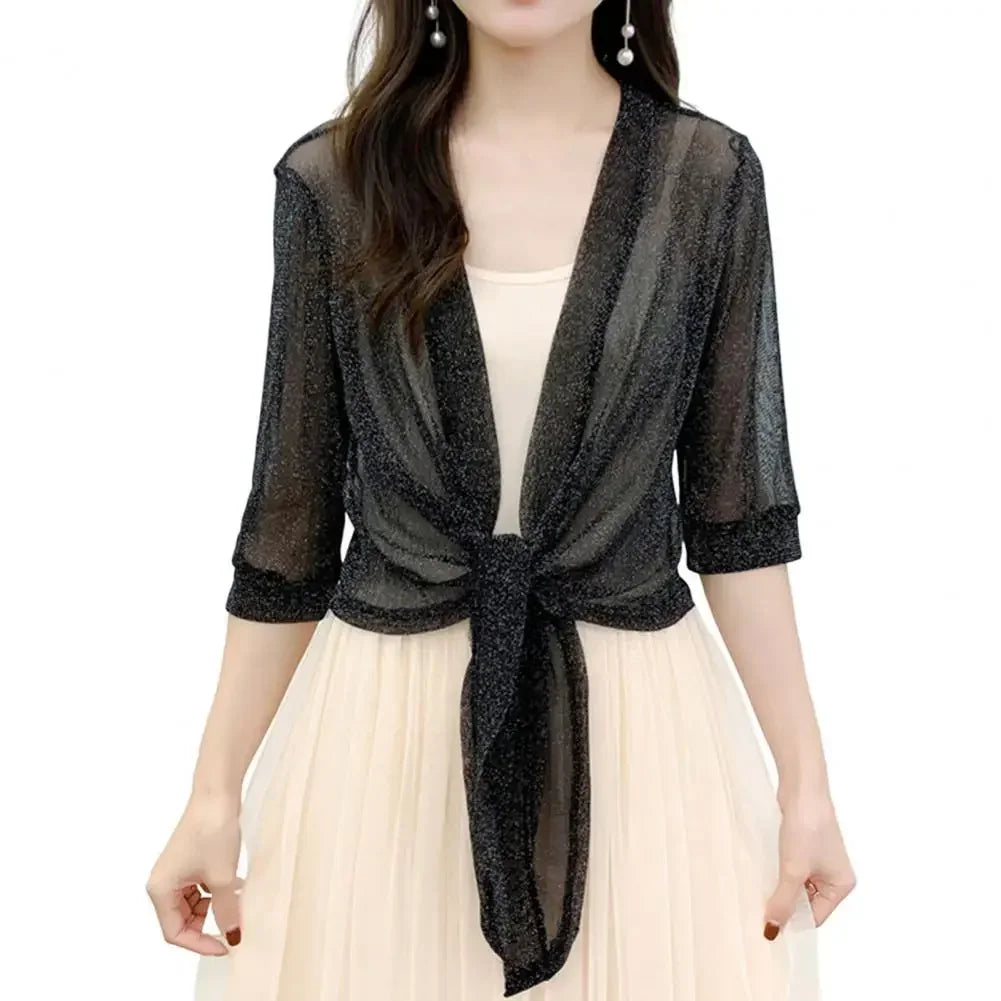 Summer Cardigan Ladies Sexy Thin Sunscreen Short Jacket ling Dress Thin Short Coat Short Type Shawl
