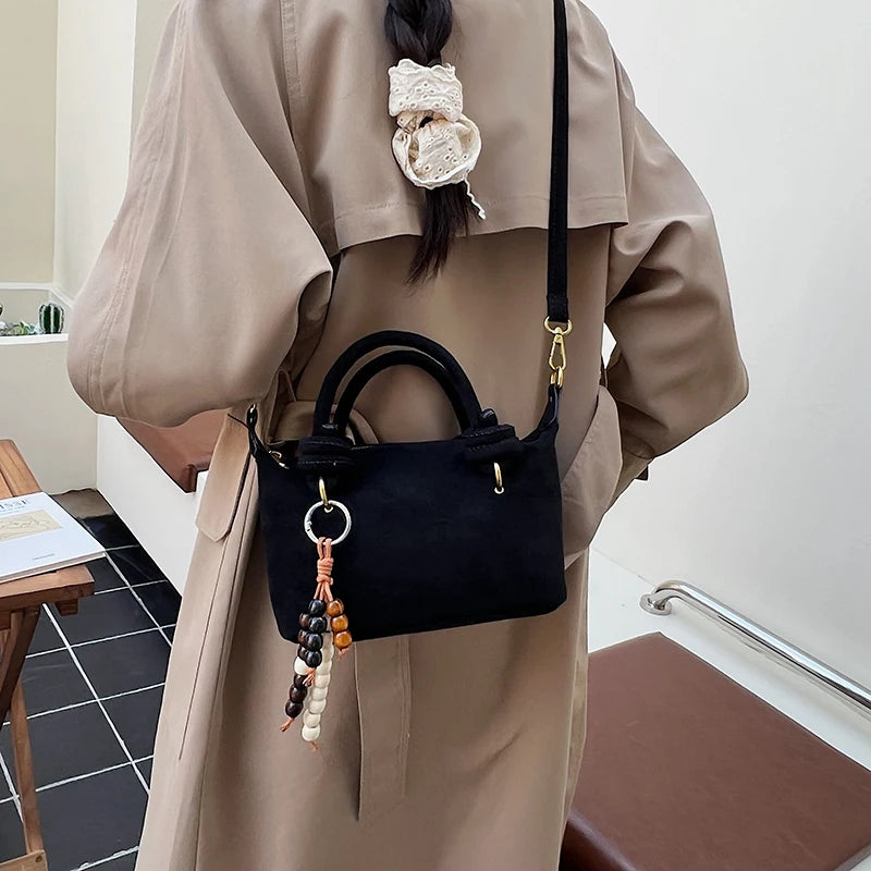New LEFTSIDE Women Small Suede Crossbody Bag Winter