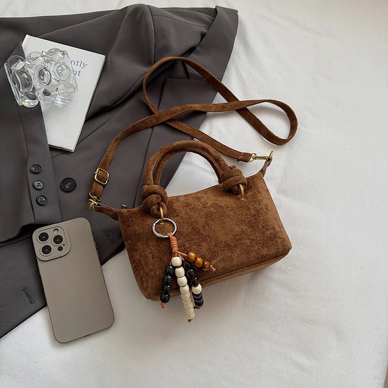 New LEFTSIDE Women Small Suede Crossbody Bag Winter