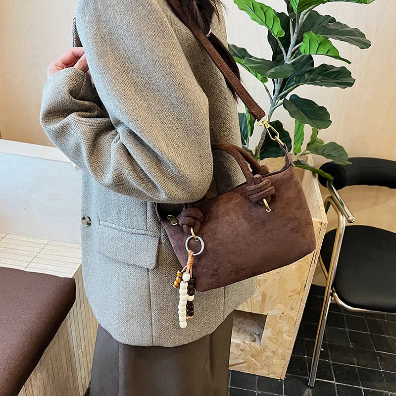 New LEFTSIDE Women Small Suede Crossbody Bag Winter