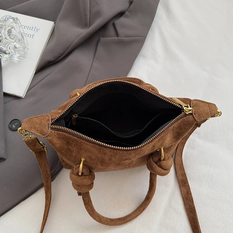 New LEFTSIDE Women Small Suede Crossbody Bag Winter