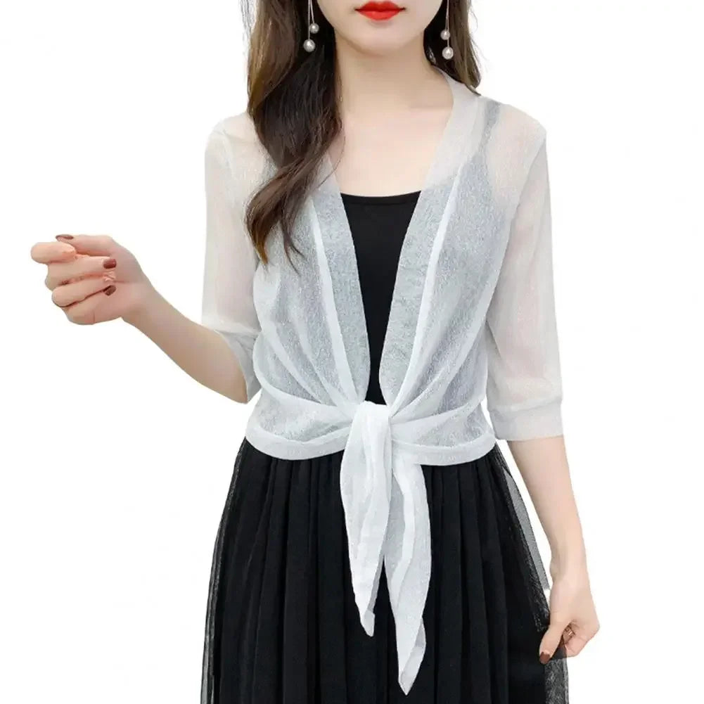 Summer Cardigan Ladies Sexy Thin Sunscreen Short Jacket ling Dress Thin Short Coat Short Type Shawl