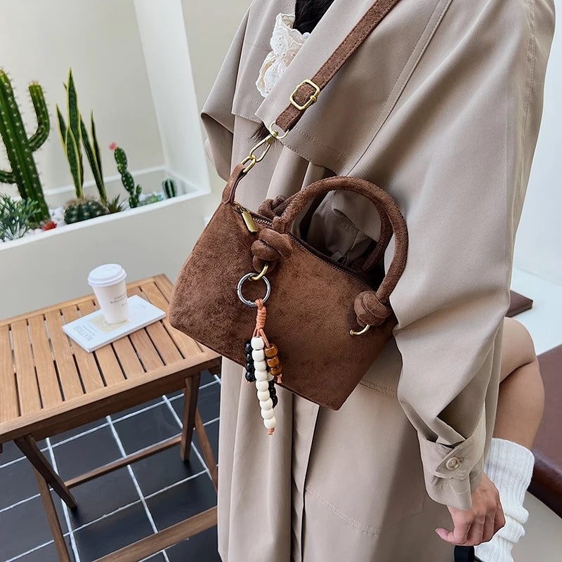 New LEFTSIDE Women Small Suede Crossbody Bag Winter