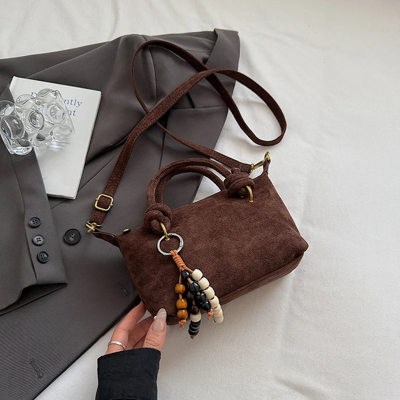 New LEFTSIDE Women Small Suede Crossbody Bag Winter