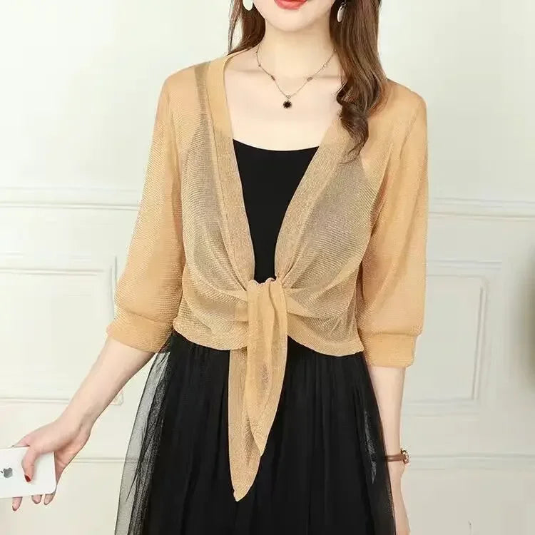 Summer Cardigan Ladies Sexy Thin Sunscreen Short Jacket ling Dress Thin Short Coat Short Type Shawl