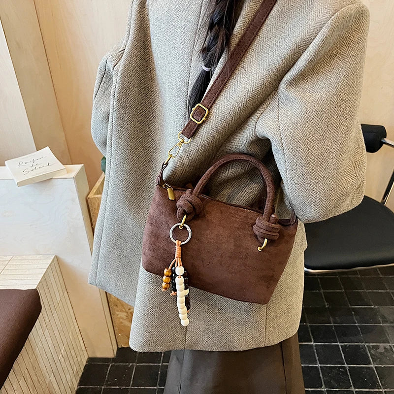 New LEFTSIDE Women Small Suede Crossbody Bag Winter
