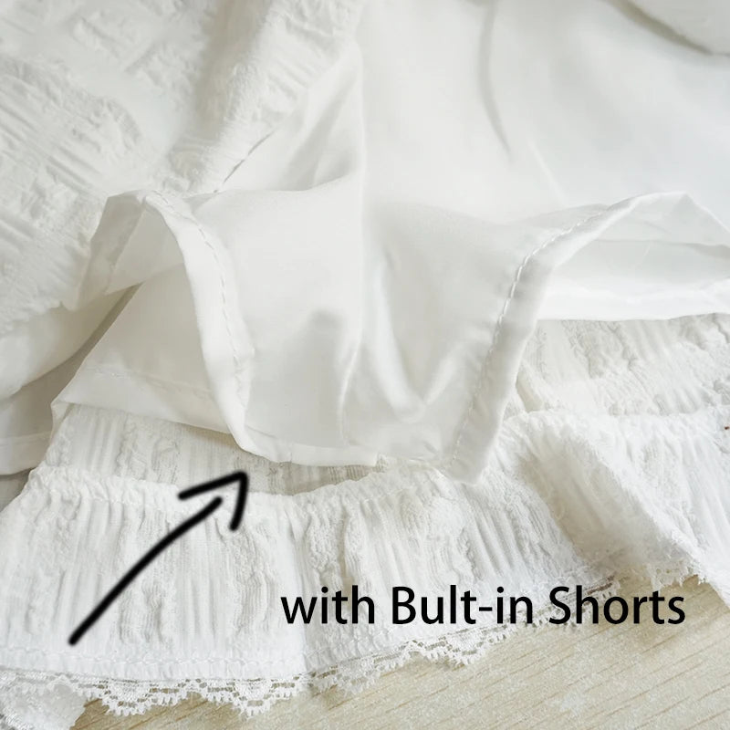 Mini Skirt with Lace Trim Low Rise Tiered White Skirt Summer Women TeenGirl Y2K Goth Outfit