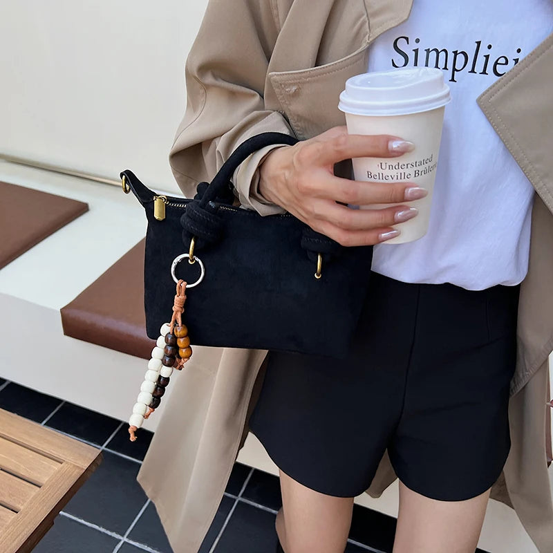 New LEFTSIDE Women Small Suede Crossbody Bag Winter