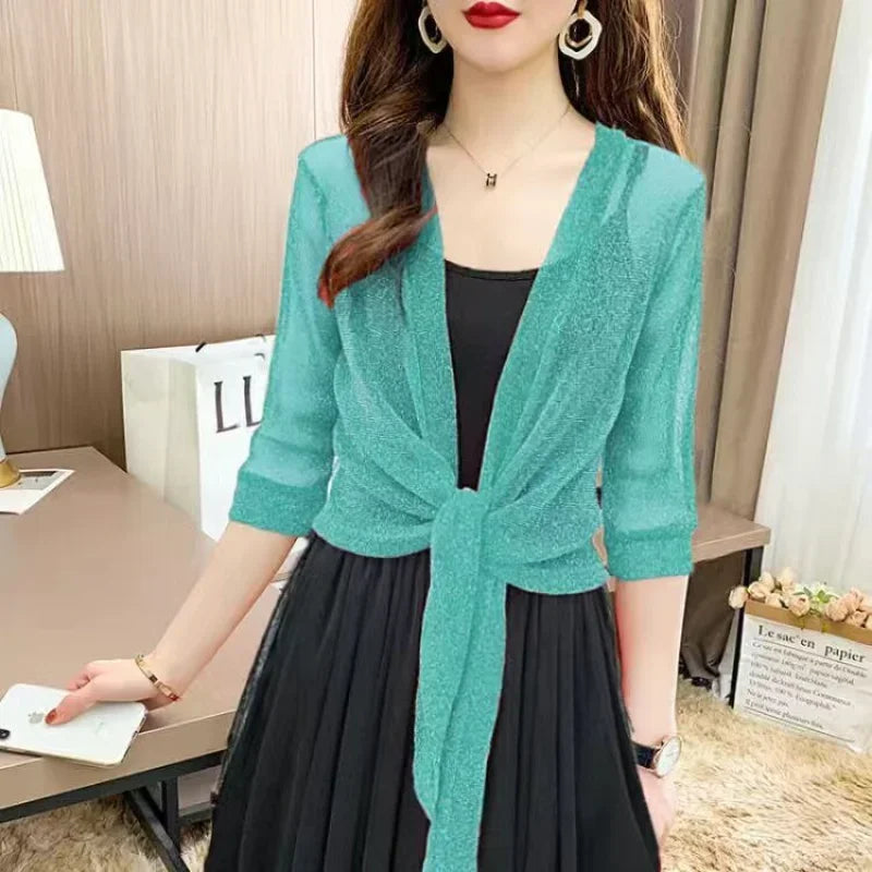 Summer Cardigan Ladies Sexy Thin Sunscreen Short Jacket ling Dress Thin Short Coat Short Type Shawl