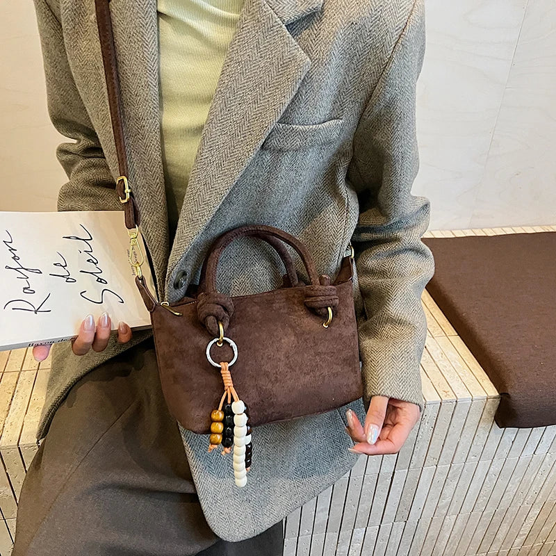 New LEFTSIDE Women Small Suede Crossbody Bag Winter