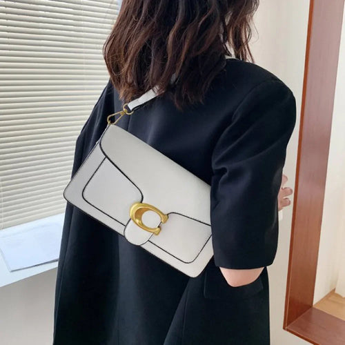 Fashionable underarm shoulder bag with two shoulder straps and a diagonal small square bag