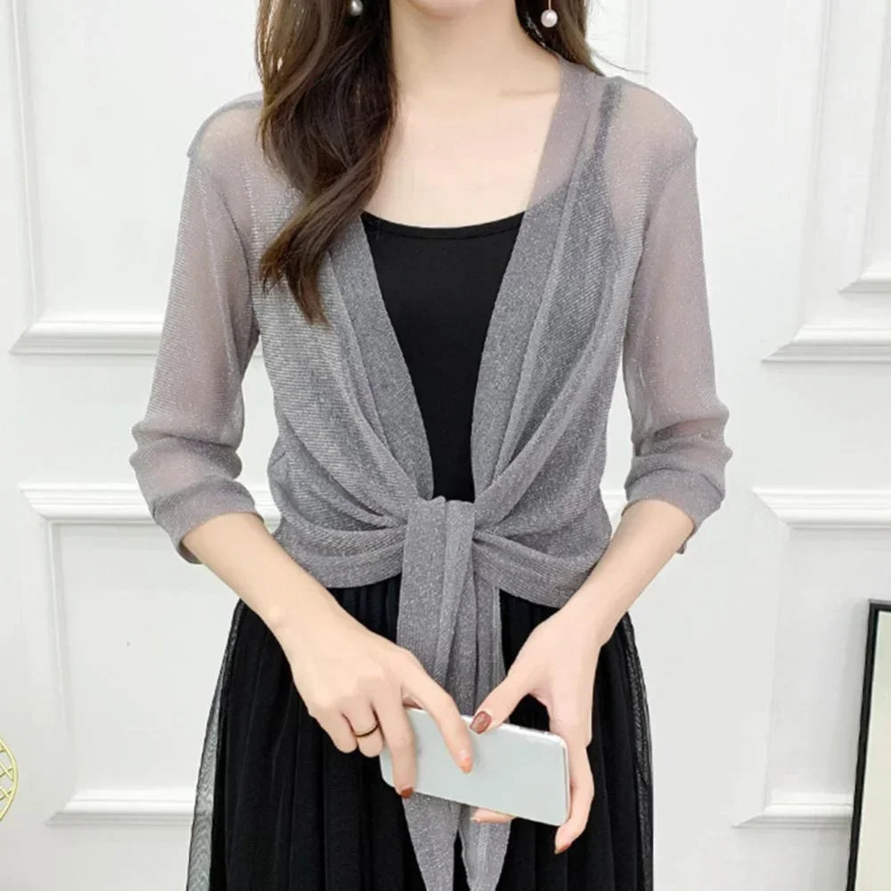 Summer Cardigan Ladies Sexy Thin Sunscreen Short Jacket ling Dress Thin Short Coat Short Type Shawl