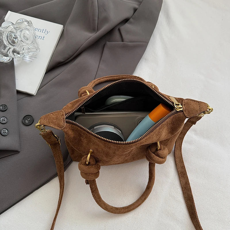 New LEFTSIDE Women Small Suede Crossbody Bag Winter